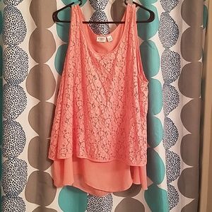 Coral lace tank top